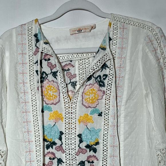 Tory Burch Rent the Runway White Embroidered Boho Dress Cotton Size XS $498 MSRP - Picture 7 of 14